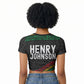 Henry Johnson Black History Month Raglan Cropped T shirt Pan African Colors Tribal Geometric Pattern