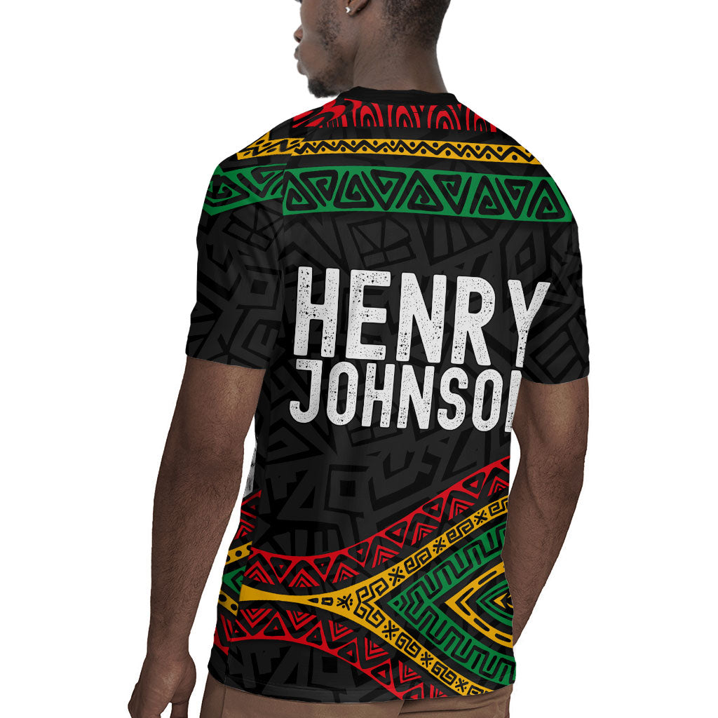 Henry Johnson Black History Month Rugby Jersey Pan African Colors Tribal Geometric Pattern