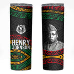 Henry Johnson Black History Month Skinny Tumbler Pan African Colors Tribal Geometric Pattern