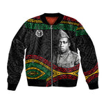 Henry Johnson Black History Month Sleeve Zip Bomber Jacket Pan African Colors Tribal Geometric Pattern