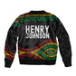 Henry Johnson Black History Month Sleeve Zip Bomber Jacket Pan African Colors Tribal Geometric Pattern