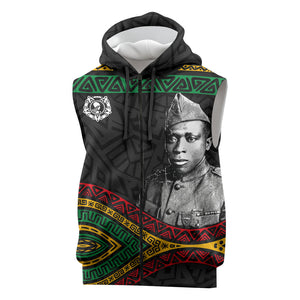 Henry Johnson Black History Month Sleeveless Zip Hoodie Pan African Colors Tribal Geometric Pattern