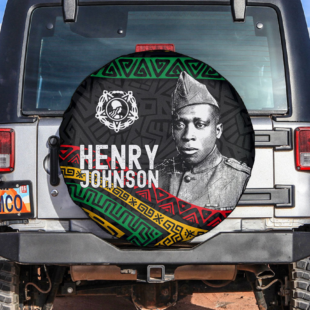 Henry Johnson Black History Month Spare Tire Cover Pan African Colors Tribal Geometric Pattern