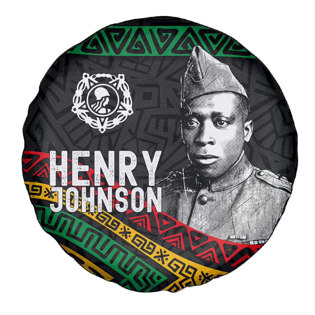 Henry Johnson Black History Month Spare Tire Cover Pan African Colors Tribal Geometric Pattern