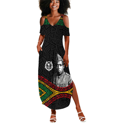 Henry Johnson Black History Month Summer Maxi Dress Pan African Colors Tribal Geometric Pattern