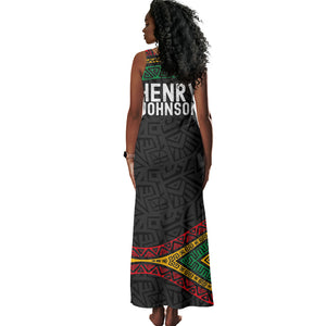 Henry Johnson Black History Month Tank Maxi Dress Pan African Colors Tribal Geometric Pattern