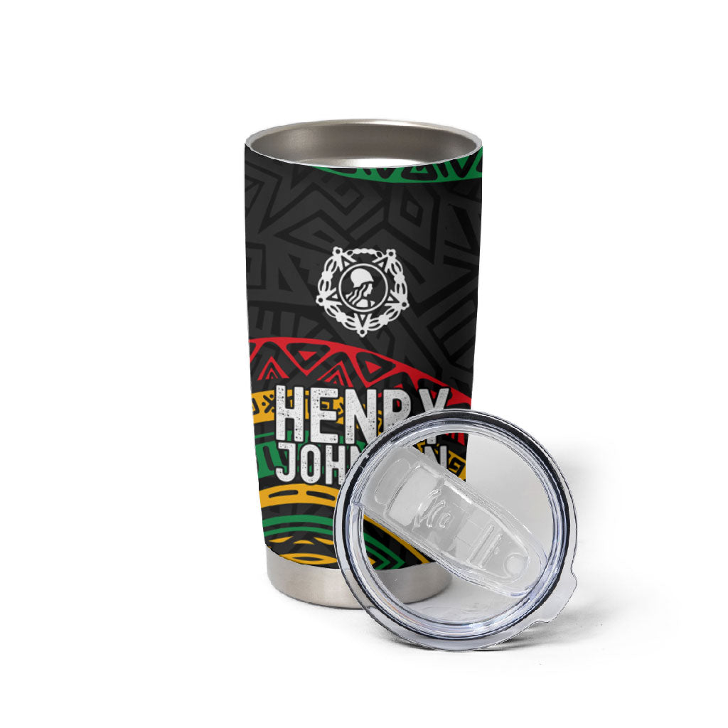 Henry Johnson Black History Month Tumbler Cup Pan African Colors Tribal Geometric Pattern