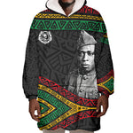 Henry Johnson Black History Month Wearable Blanket Hoodie Pan African Colors Tribal Geometric Pattern