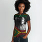 Henry Johnson Black History Month Women Polo Shirt Pan African Colors Tribal Geometric Pattern