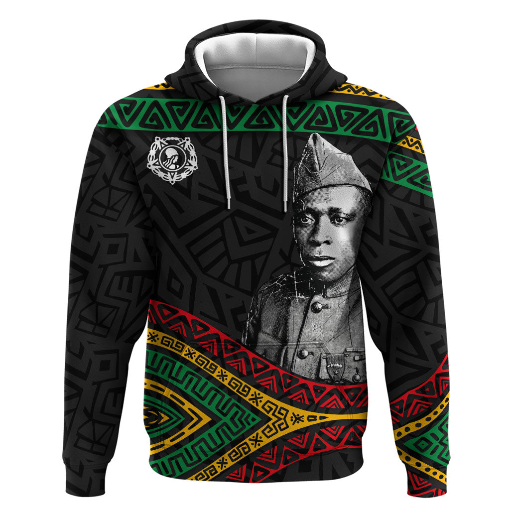 Henry Johnson Black History Month Zip Hoodie Pan African Colors Tribal Geometric Pattern