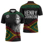 Henry Johnson Black History Month Zipper Polo Shirt Pan African Colors Tribal Geometric Pattern
