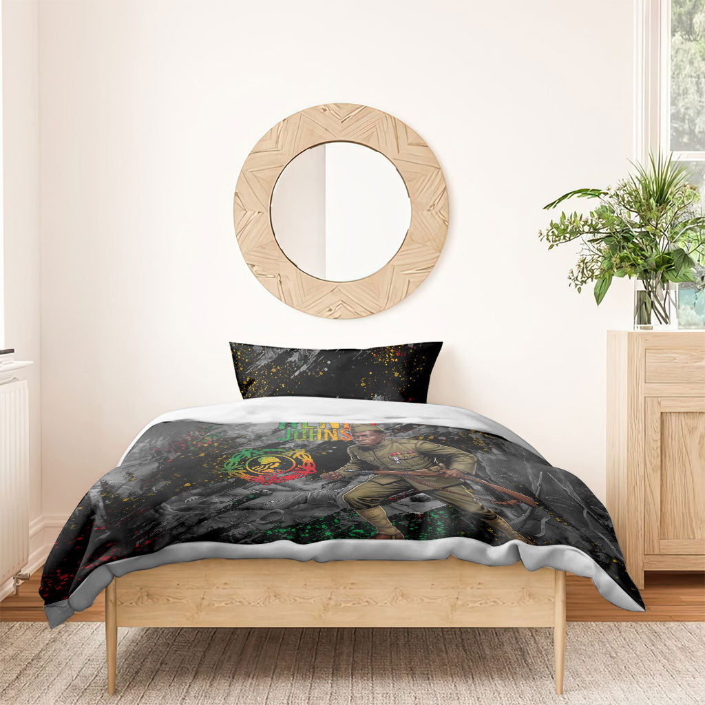 Henry Johnson Black History Month Bedding Set Harlem Hellfighters Pan African Grunge Art