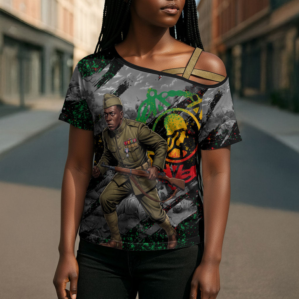 Henry Johnson Black History Month Cross Shoulder Shirt Harlem Hellfighters Pan African Grunge Art
