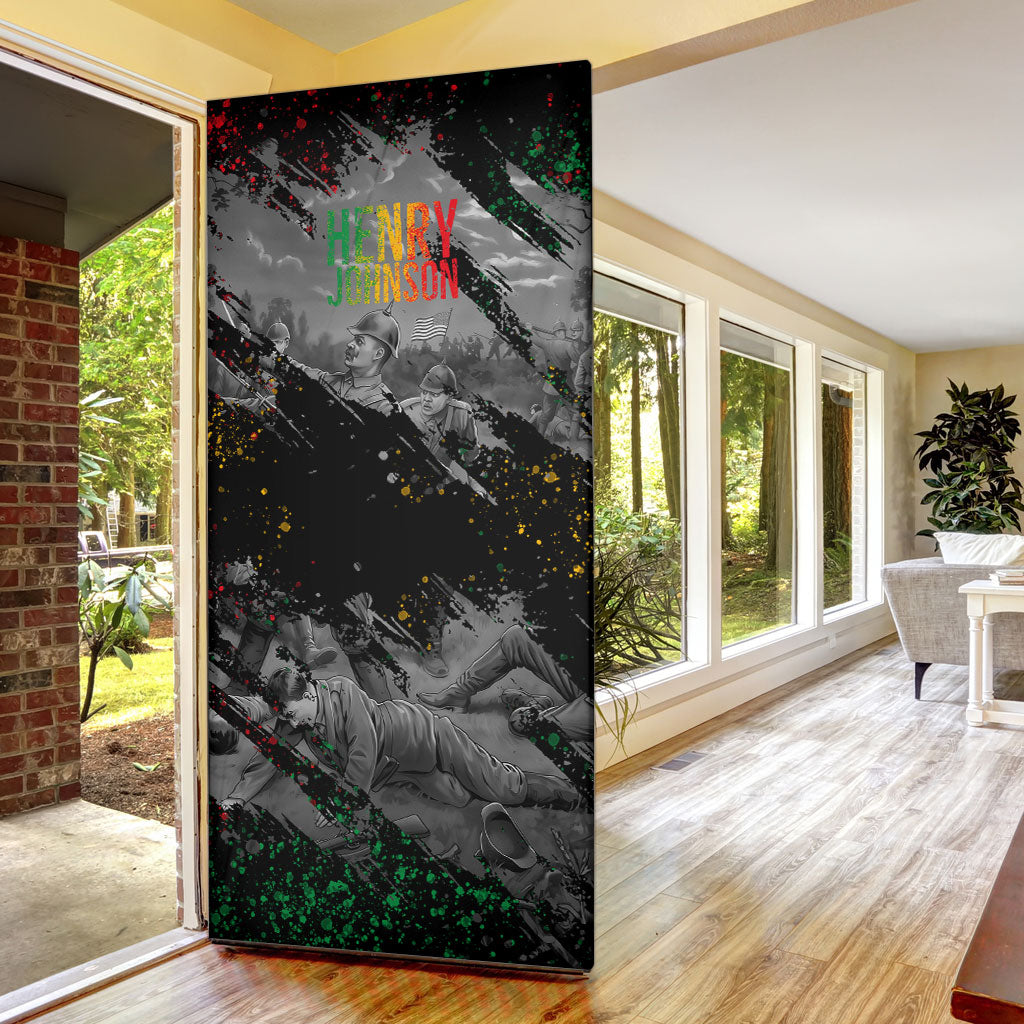 Henry Johnson Black History Month Door Cover Harlem Hellfighters Pan African Grunge Art