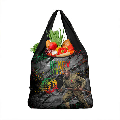 Henry Johnson Black History Month Grocery Bag Harlem Hellfighters Pan African Grunge Art