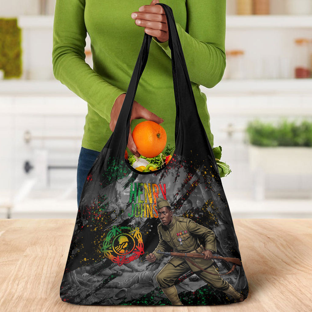 Henry Johnson Black History Month Grocery Bag Harlem Hellfighters Pan African Grunge Art