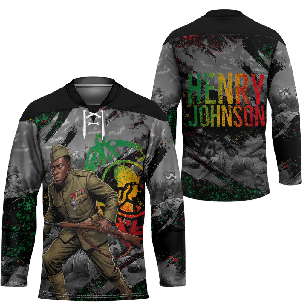 Henry Johnson Black History Month Hockey Jersey Harlem Hellfighters Pan African Grunge Art