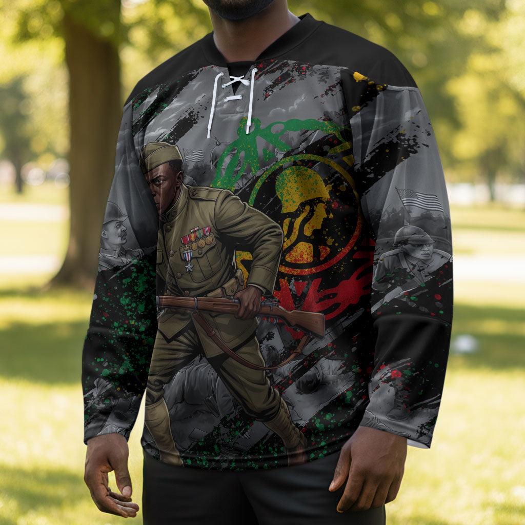 Henry Johnson Black History Month Hockey Jersey Harlem Hellfighters Pan African Grunge Art