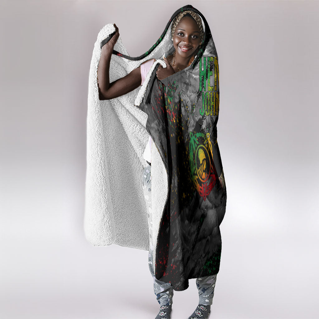 Henry Johnson Black History Month Hooded Blanket Harlem Hellfighters Pan African Grunge Art