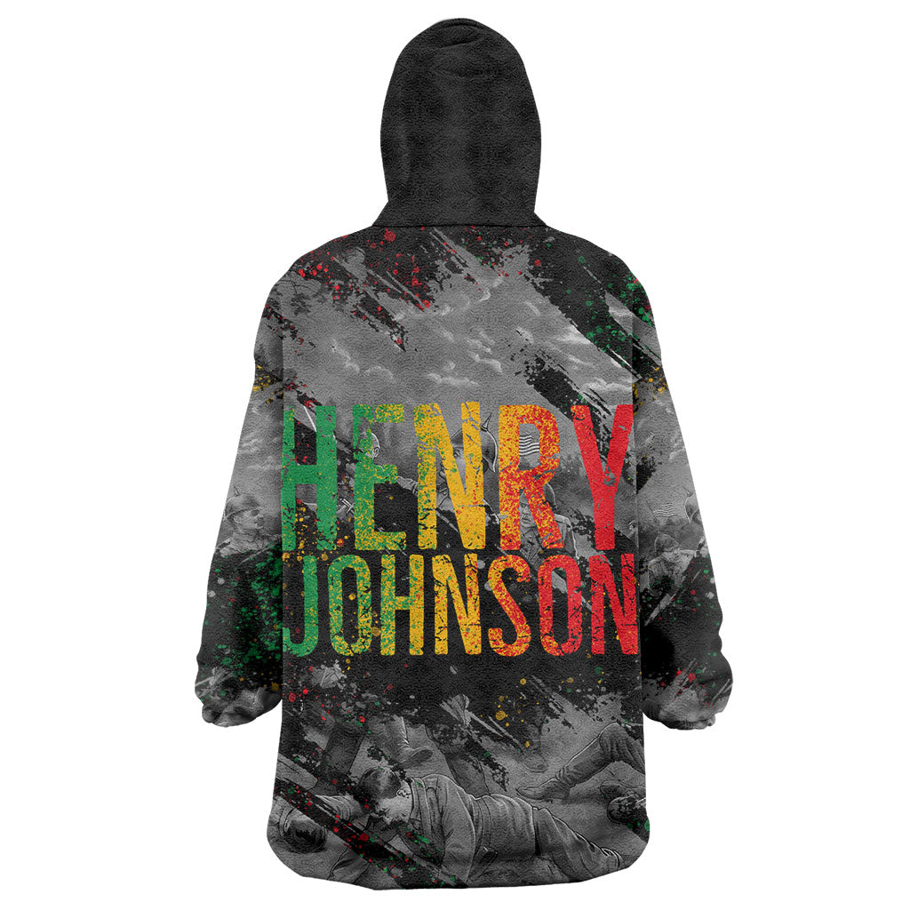 Henry Johnson Black History Month Kid Wearable Blanket Hoodie Harlem Hellfighters Pan African Grunge Art