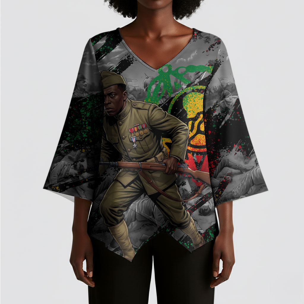 Henry Johnson Black History Month Kimono Sleeve Blouse Harlem Hellfighters Pan African Grunge Art