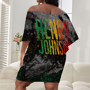 Henry Johnson Black History Month Off Shoulder Short Dress Harlem Hellfighters Pan African Grunge Art