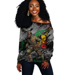 Henry Johnson Black History Month Off Shoulder Sweater Harlem Hellfighters Pan African Grunge Art