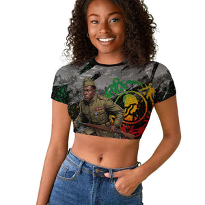 Henry Johnson Black History Month Raglan Cropped T shirt Harlem Hellfighters Pan African Grunge Art