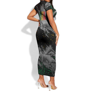 Henry Johnson Black History Month Short Sleeve Bodycon Dress Harlem Hellfighters Pan African Grunge Art