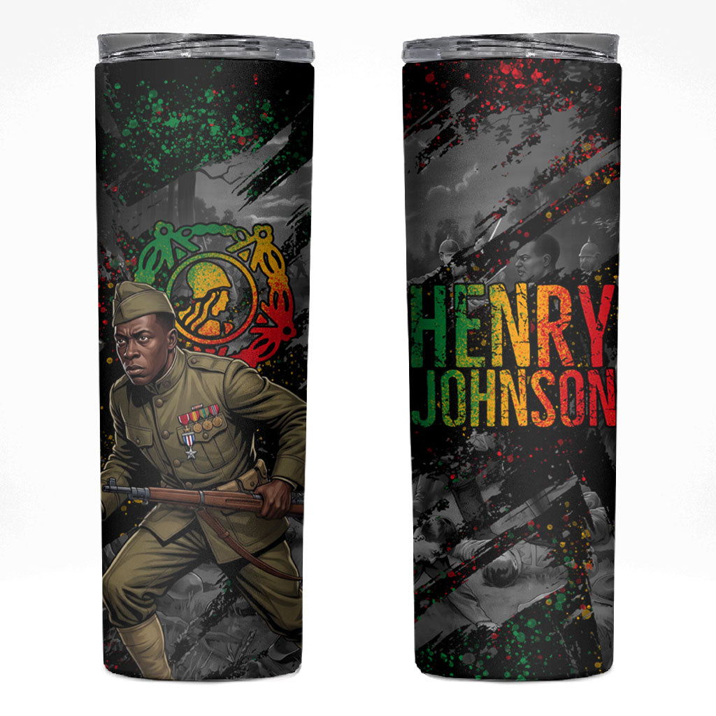 Henry Johnson Black History Month Skinny Tumbler Harlem Hellfighters Pan African Grunge Art