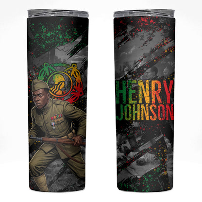 Henry Johnson Black History Month Skinny Tumbler Harlem Hellfighters Pan African Grunge Art