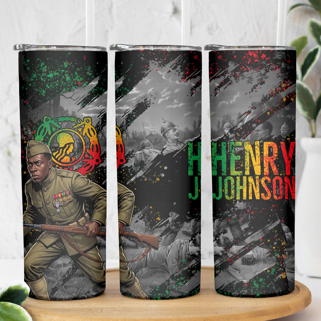 Henry Johnson Black History Month Skinny Tumbler Harlem Hellfighters Pan African Grunge Art