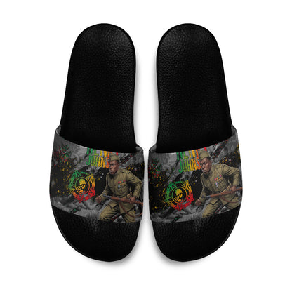 Henry Johnson Black History Month Slide Sandals Harlem Hellfighters Pan African Grunge Art