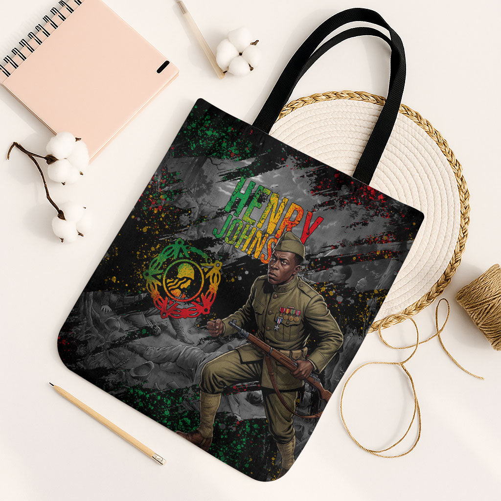 Henry Johnson Black History Month Tote Bag Harlem Hellfighters Pan African Grunge Art