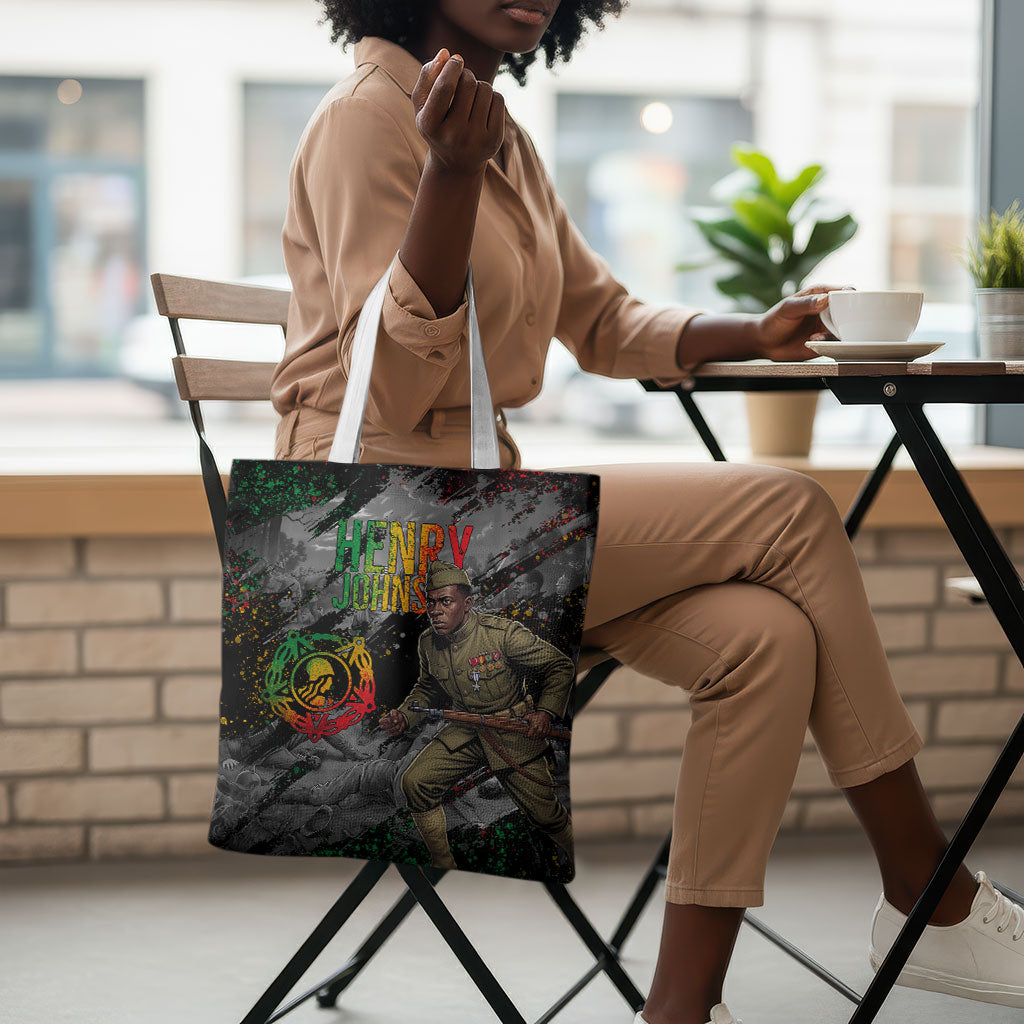 Henry Johnson Black History Month Tote Bag Harlem Hellfighters Pan African Grunge Art