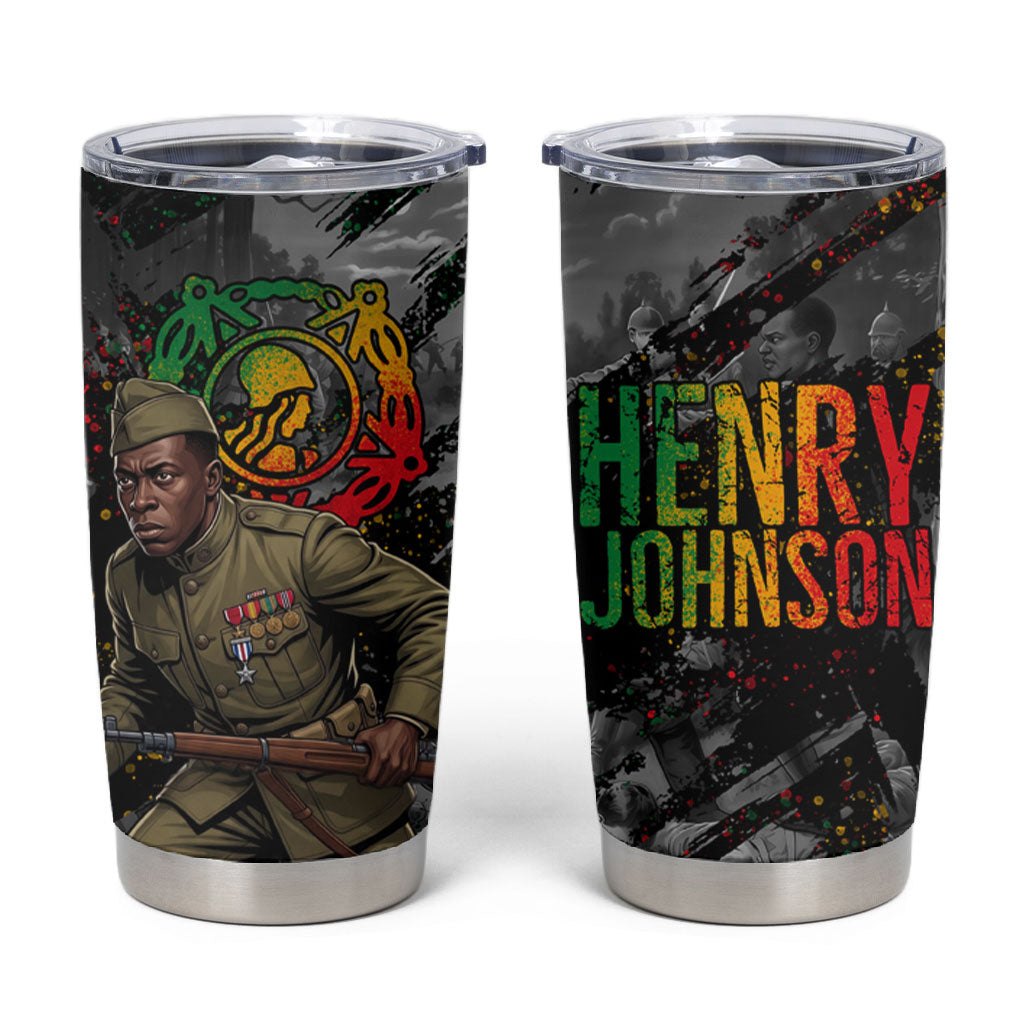 Henry Johnson Black History Month Tumbler Cup Harlem Hellfighters Pan African Grunge Art