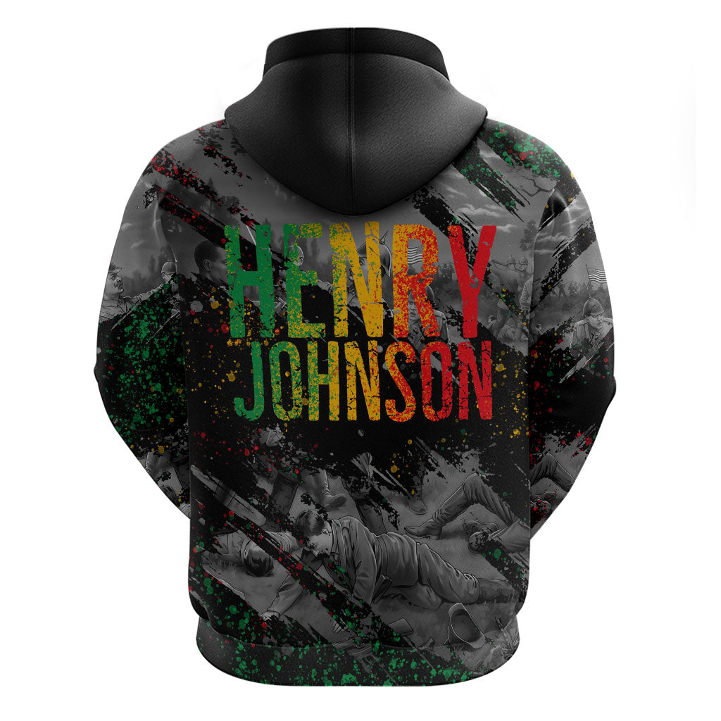 Henry Johnson Black History Month Zip Hoodie Harlem Hellfighters Pan African Grunge Art