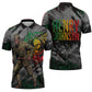 Henry Johnson Black History Month Zipper Polo Shirt Harlem Hellfighters Pan African Grunge Art