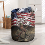 Henry Johnson Black History Month Laundry Basket Distressed US Flag American Hero Portrait