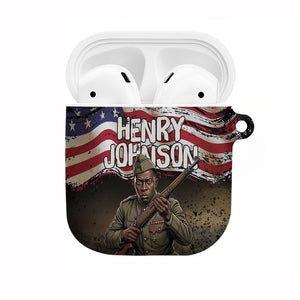 Henry Johnson Black History Month AirPods Case Distressed US Flag American Hero Portrait