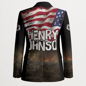 Henry Johnson Black History Month Blazer Distressed US Flag American Hero Portrait