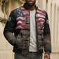 Henry Johnson Black History Month Bomber Puffer Jacket Distressed US Flag American Hero Portrait