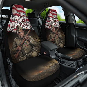 Henry Johnson Black History Month Car Seat Cover Distressed US Flag American Hero Portrait