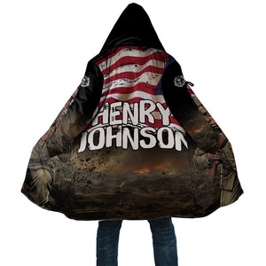Henry Johnson Black History Month Cloak Distressed US Flag American Hero Portrait
