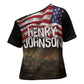 Henry Johnson Black History Month Cross Shoulder Shirt Distressed US Flag American Hero Portrait