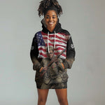 Henry Johnson Black History Month Hoodie Dress Distressed US Flag American Hero Portrait
