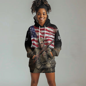 Henry Johnson Black History Month Hoodie Dress Distressed US Flag American Hero Portrait