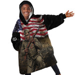 Henry Johnson Black History Month Kid Wearable Blanket Hoodie Distressed US Flag American Hero Portrait