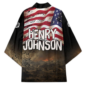 Henry Johnson Black History Month Kimono Distressed US Flag American Hero Portrait