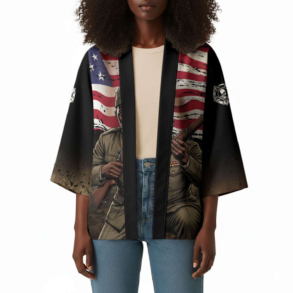 Henry Johnson Black History Month Kimono Distressed US Flag American Hero Portrait